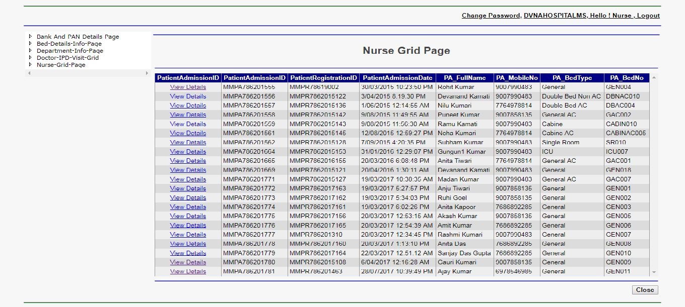 DVNAPMS-Nurse-Grid-Containts-Page